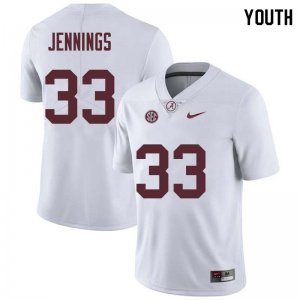 NCAA Youth Alabama Crimson Tide #33 Anfernee Jennings Stitched College Nike Authentic White Football Jersey NZ17C54JN